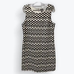 Worthington Diamond‎ Print Sleeveless Midi Shift Dress Black White Size Large